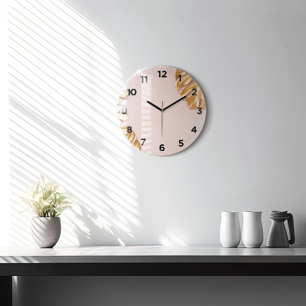 Orologio rotondo Foglie tropicali dorate