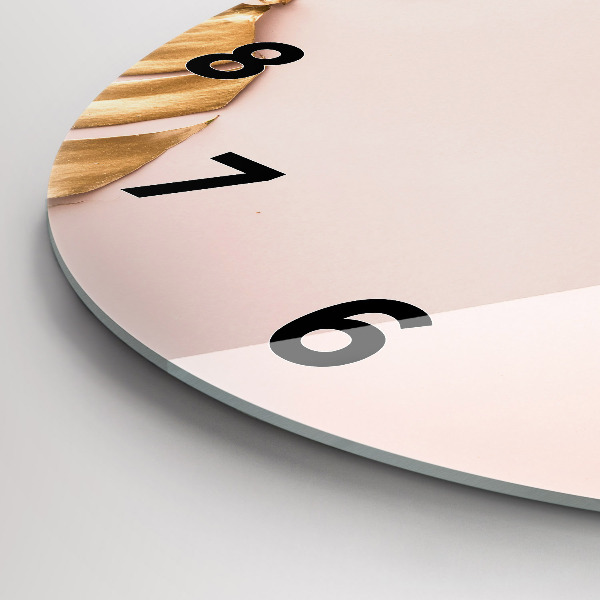 Orologio rotondo Foglie tropicali dorate