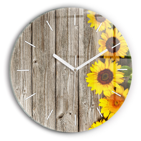 Orologio rotondo Girasoli su tavole