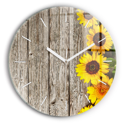 Orologio rotondo Girasoli su tavole