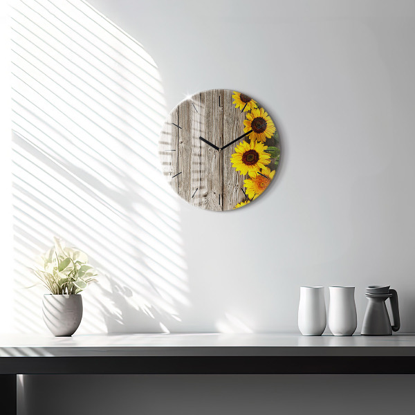 Orologio rotondo Girasoli su tavole
