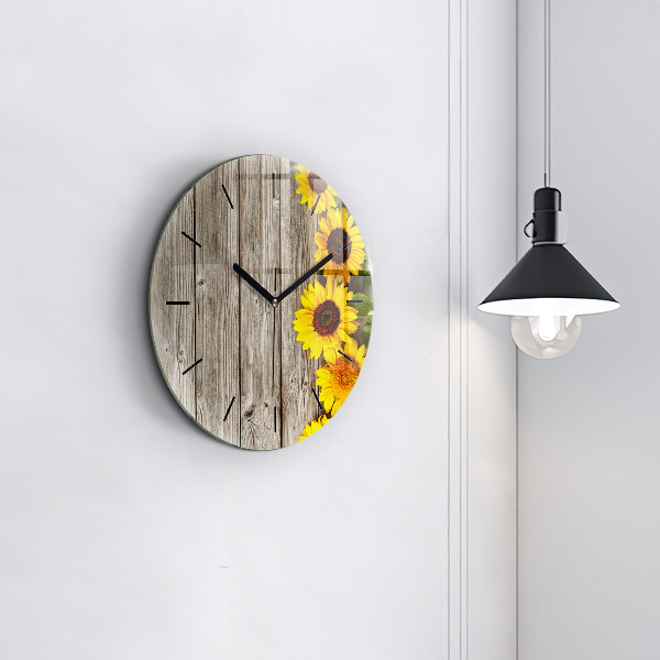 Orologio rotondo Girasoli su tavole