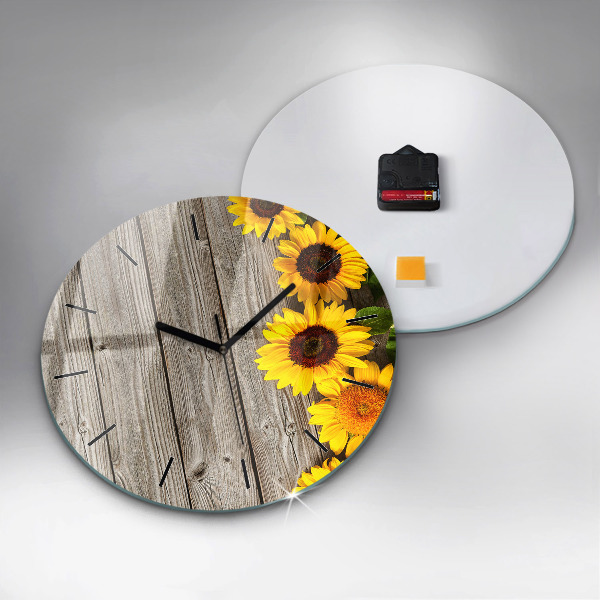 Orologio rotondo Girasoli su tavole