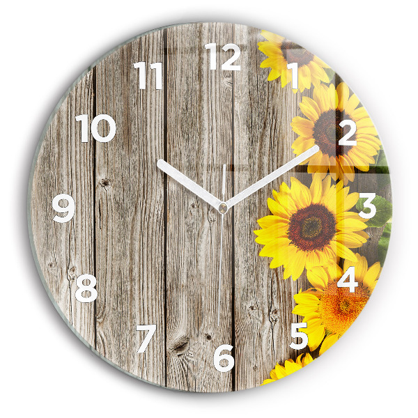 Orologio rotondo Girasoli su tavole