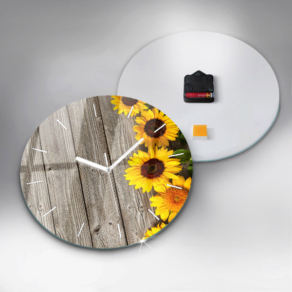 Orologio rotondo Girasoli su tavole