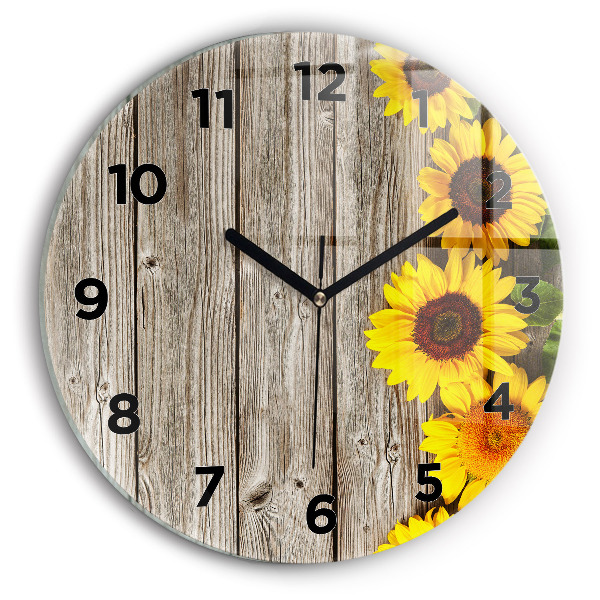 Orologio rotondo Girasoli su tavole