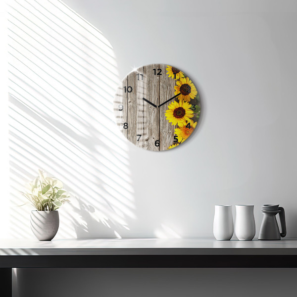 Orologio rotondo Girasoli su tavole