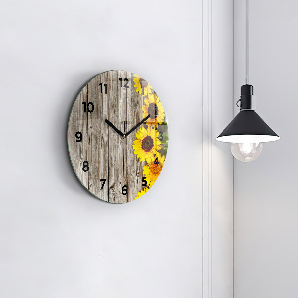 Orologio rotondo Girasoli su tavole