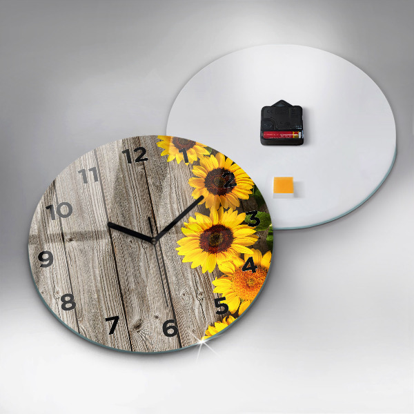 Orologio rotondo Girasoli su tavole