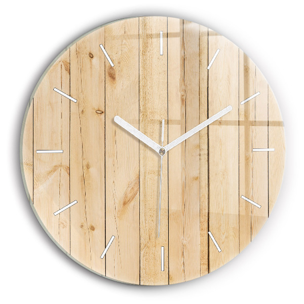 Orologio rotondo in vetro Tavole di legno