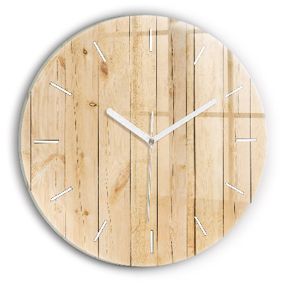Orologio rotondo in vetro Tavole di legno