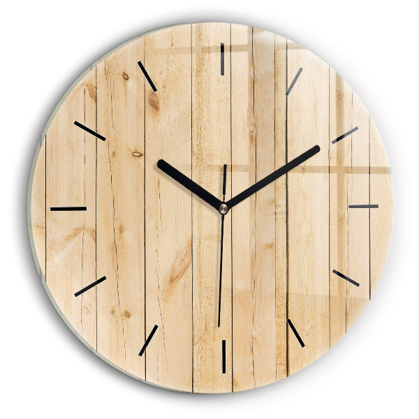 Orologio rotondo in vetro Tavole di legno