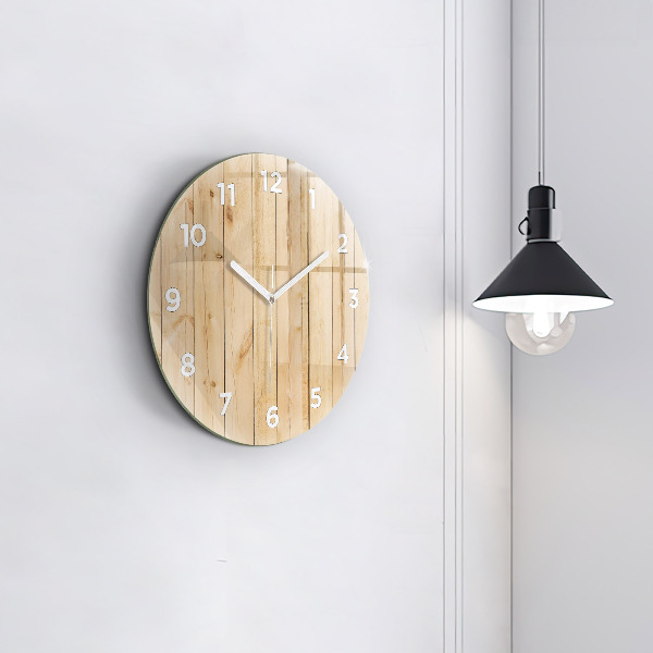 Orologio rotondo in vetro Tavole di legno