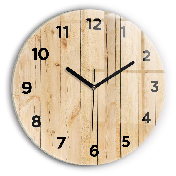Orologio rotondo in vetro Tavole di legno