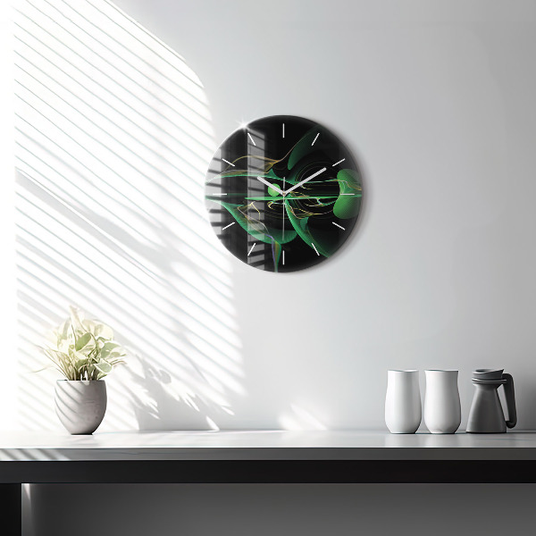 Orologio rotondo in vetro Astrazione verde
