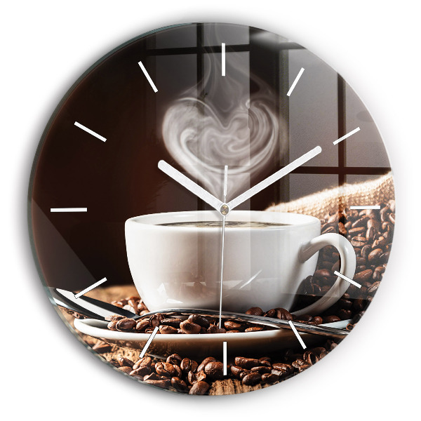 Orologio rotondo in vetro Una tazza di caffè