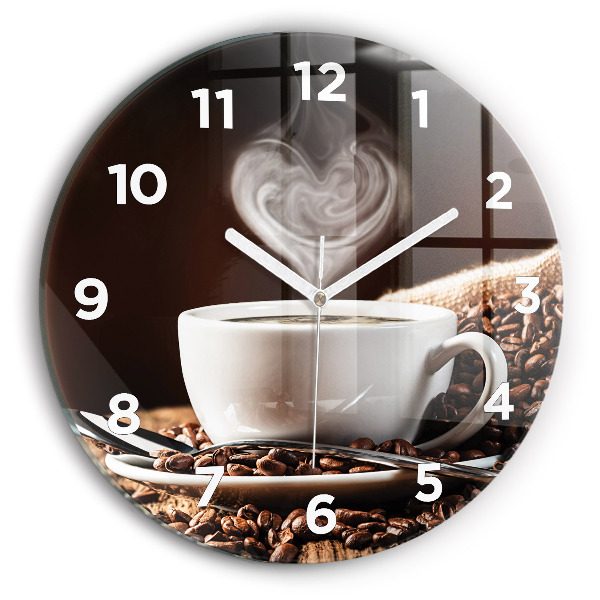 Orologio rotondo in vetro Una tazza di caffè