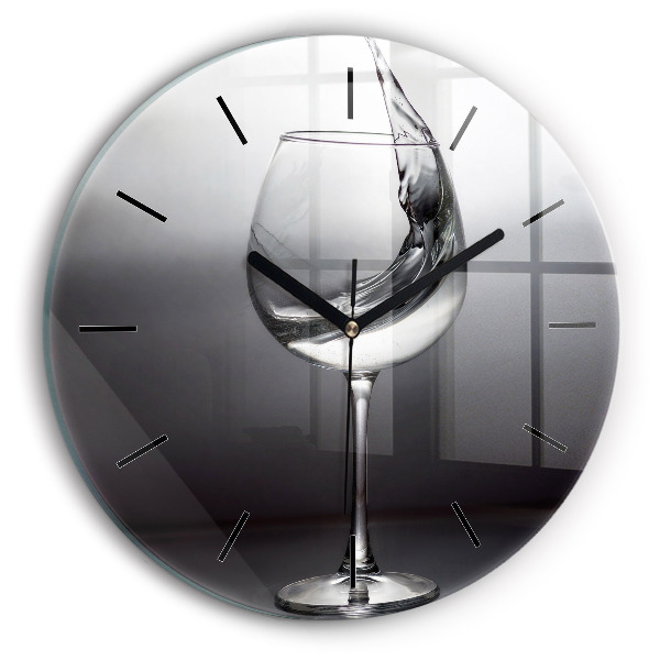 Orologio rotondo in vetro Bicchiere di vino