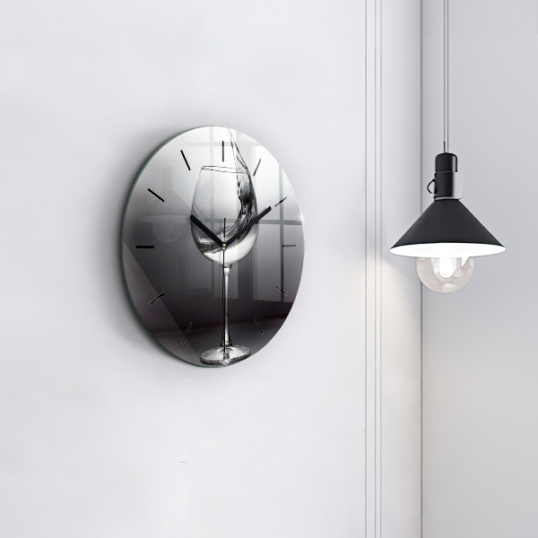 Orologio rotondo in vetro Bicchiere di vino