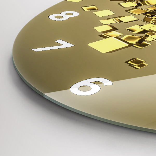 Orologio rotondo in vetro Quadrati dorati