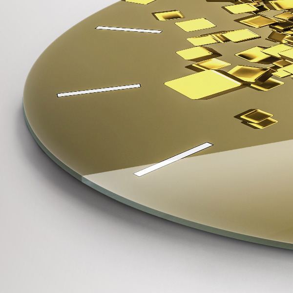 Orologio rotondo in vetro Quadrati dorati