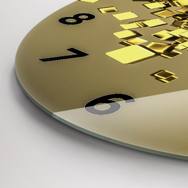 Orologio rotondo in vetro Quadrati dorati