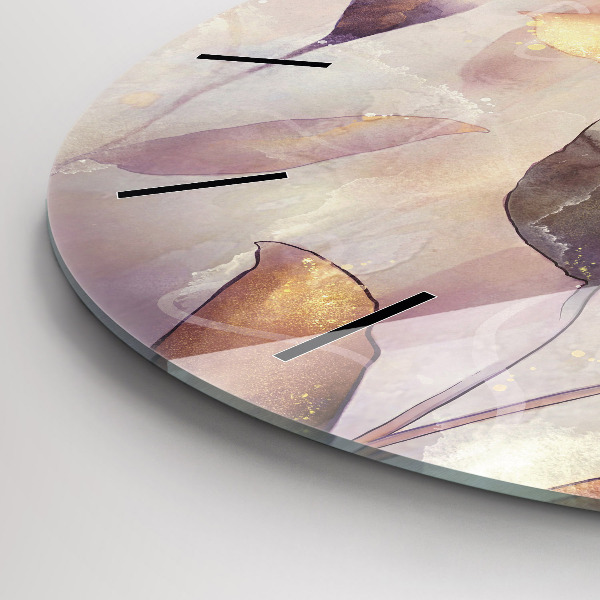 Orologio rotondo in vetro Foglie boho astratte