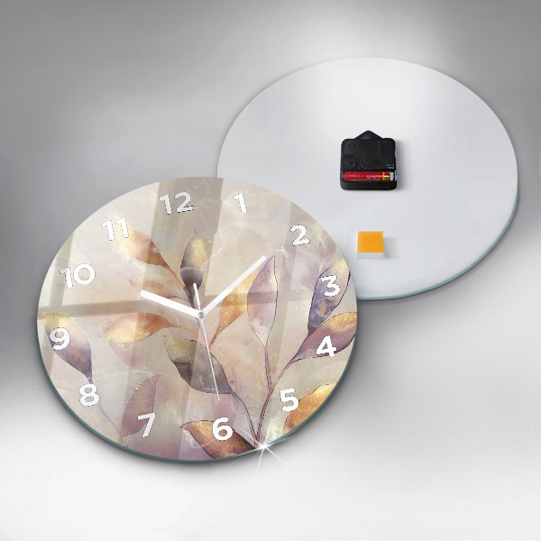 Orologio rotondo in vetro Foglie boho astratte