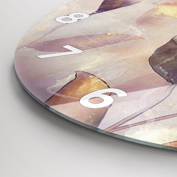 Orologio rotondo in vetro Foglie boho astratte