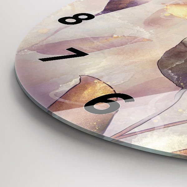Orologio rotondo in vetro Foglie boho astratte