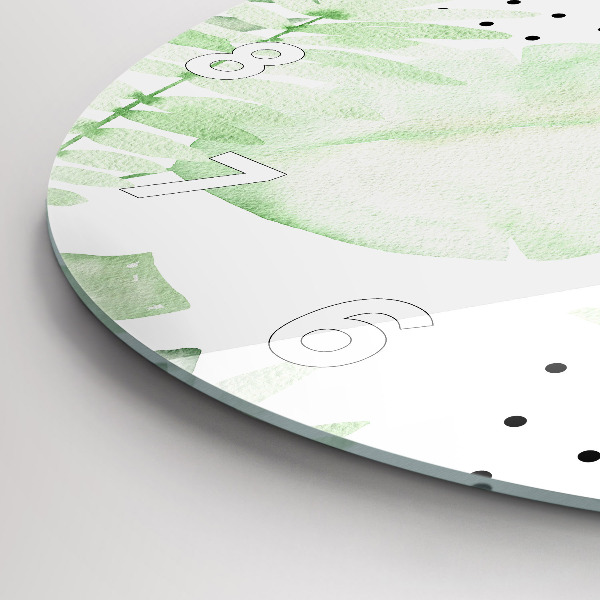 Orologio rotondo in vetro Foglie verdi