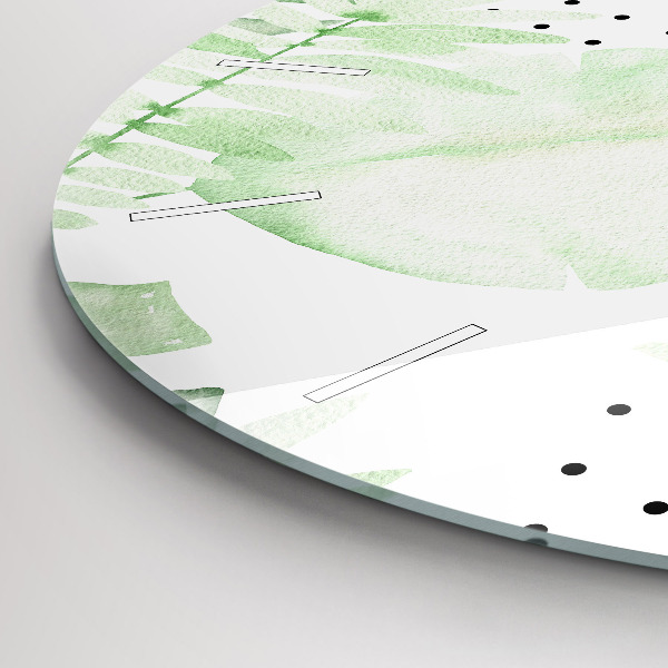 Orologio rotondo in vetro Foglie verdi