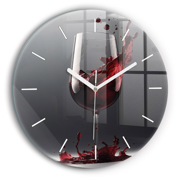 Orologio rotondo in vetro Un bicchiere di vino rosso