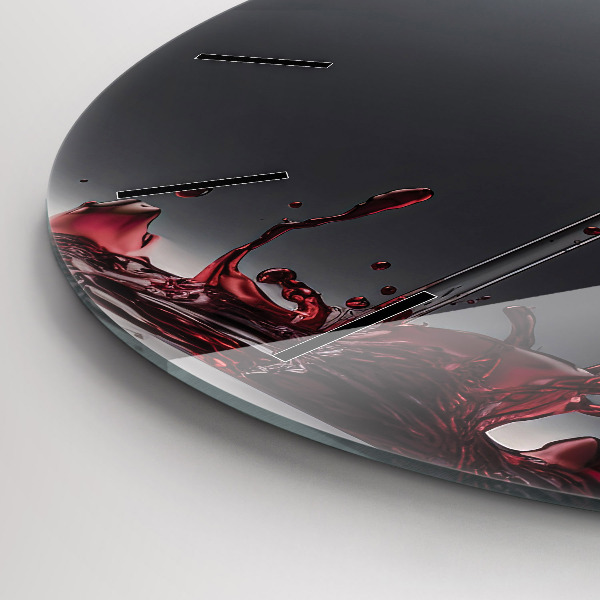 Orologio rotondo in vetro Un bicchiere di vino rosso