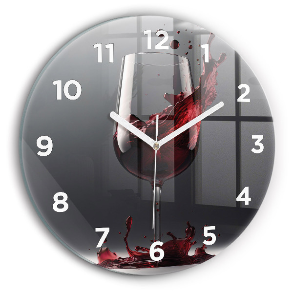 Orologio rotondo in vetro Un bicchiere di vino rosso