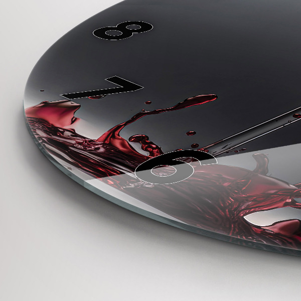 Orologio rotondo in vetro Un bicchiere di vino rosso