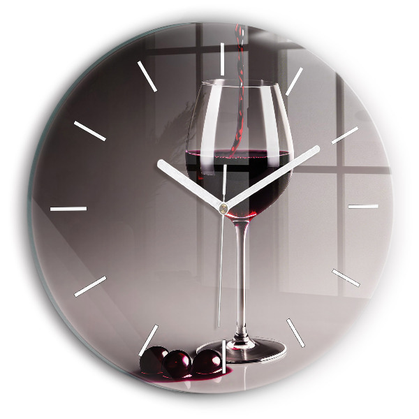 Orologio rotondo in vetro Un bicchiere di vino rosso