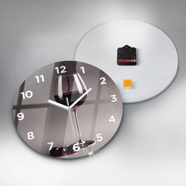 Orologio rotondo in vetro Un bicchiere di vino rosso