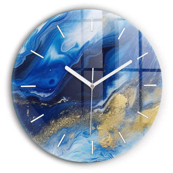 Orologio rotondo in vetro Marmo blu