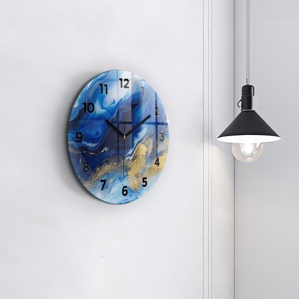 Orologio rotondo in vetro Marmo blu