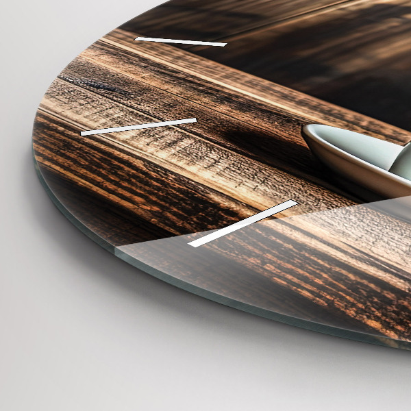 Orologio rotondo in vetro Una tazza di caffè