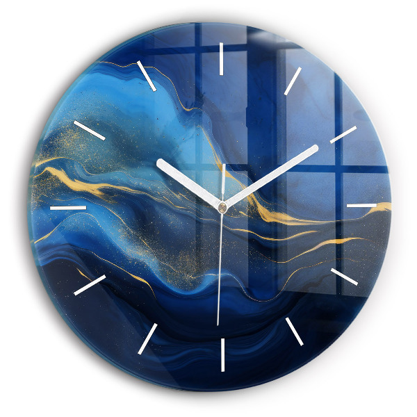 Orologio rotondo in vetro Marmo blu