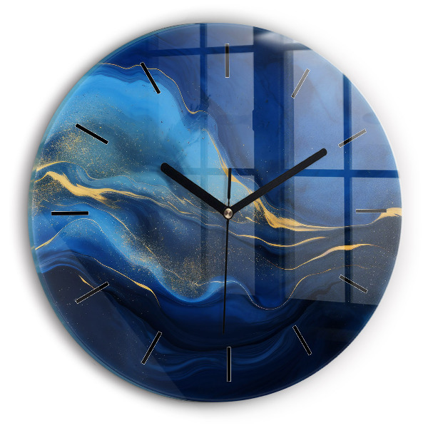 Orologio rotondo in vetro Marmo blu