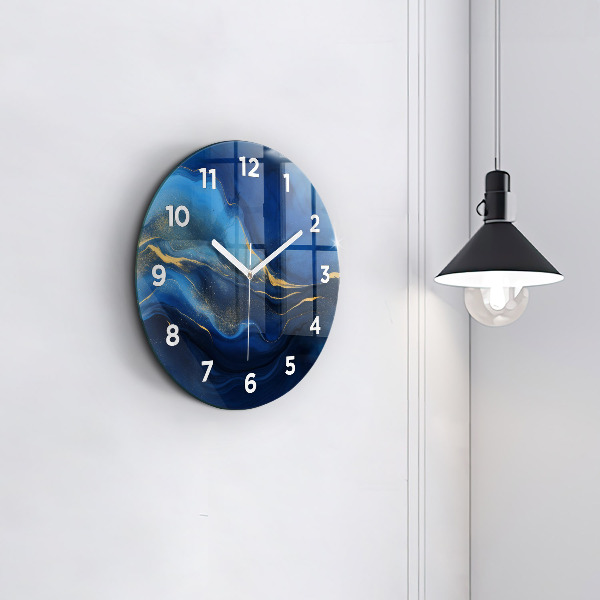 Orologio rotondo in vetro Marmo blu