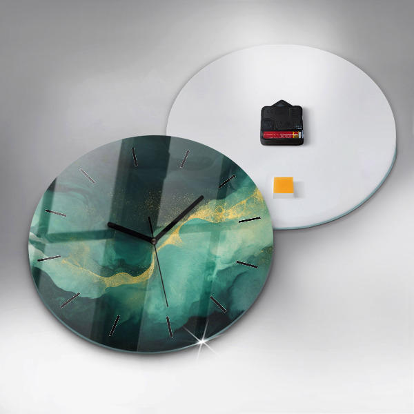 Orologio rotondo in vetro Marmo verde