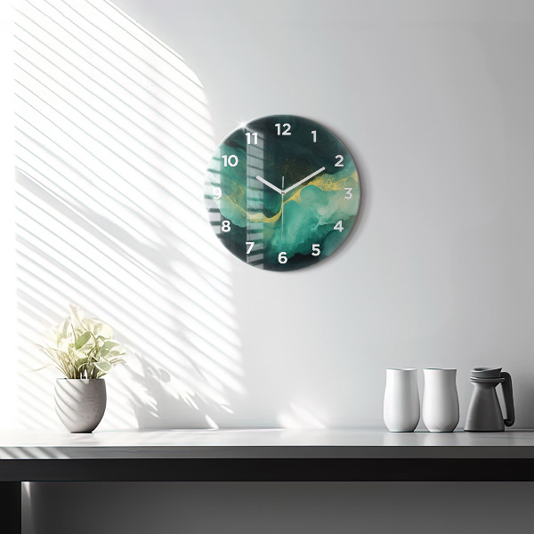 Orologio rotondo in vetro Marmo verde