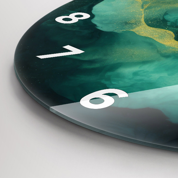Orologio rotondo in vetro Marmo verde
