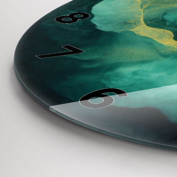 Orologio rotondo in vetro Marmo verde