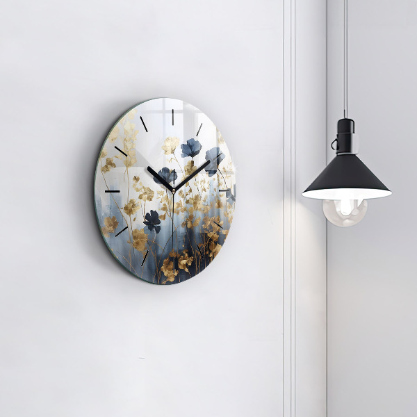 Orologio rotondo in vetro Fiori astratti