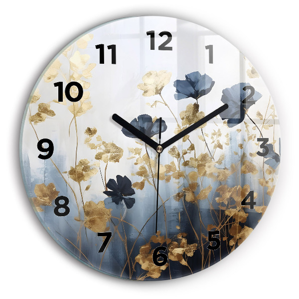 Orologio rotondo in vetro Fiori astratti
